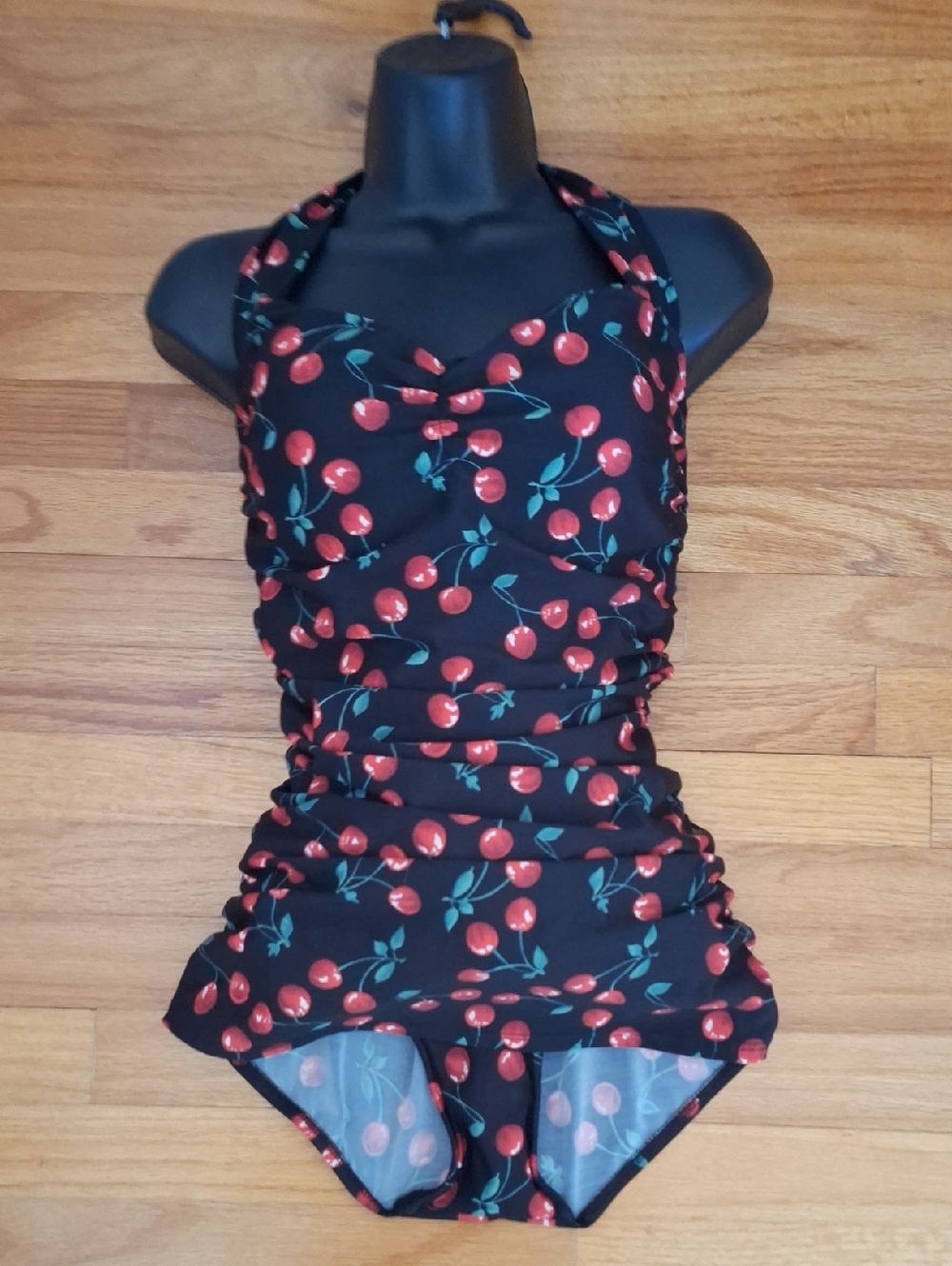 Rockabilly One-Piece Swimsuit Womens Pin Up Swimsuit Black Cherry